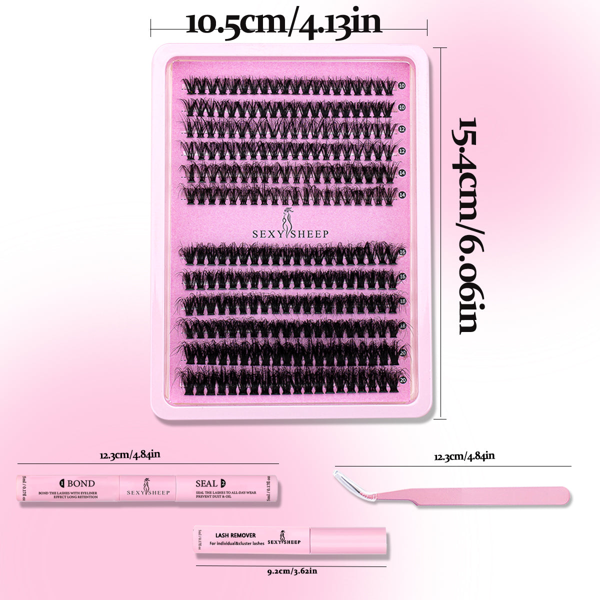 DIY Clusters Lashes 40D60D Eyelash Extension Dovetail Segmented Lashes Individual Eyelashes With Lash Glue Remover